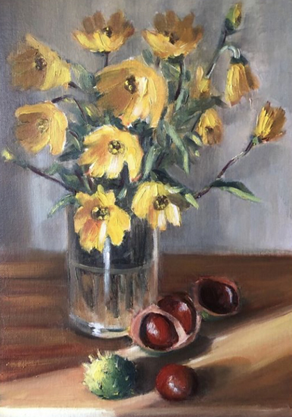 Yellow Flowers Oil Painting - Sussex Artist Nellie Katchinska